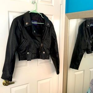 Women’s size M leather biker jacket with design